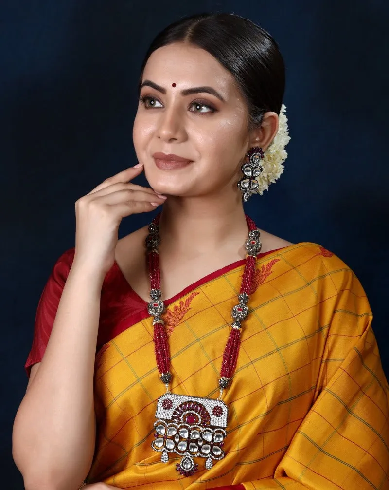 Imeora Exclusive Designer Red  Long Necklace Set