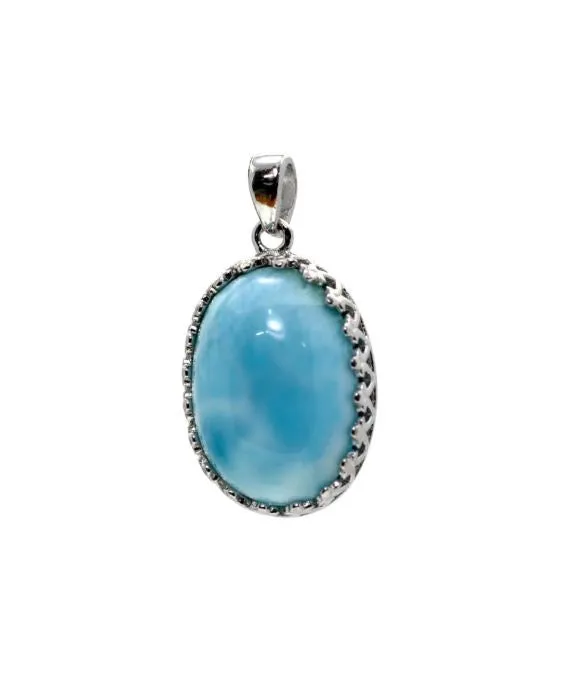 Larimar 14X10mm Crown Pendant