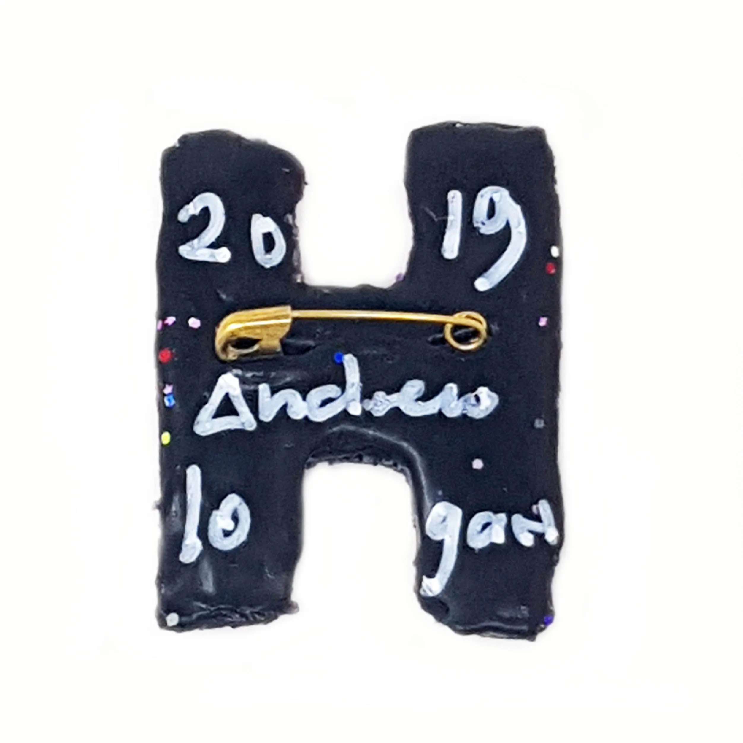 LETTER H - PURPLE BROOCH