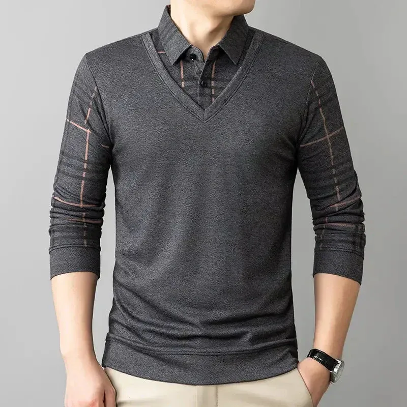 Limited time 49% offMen's Lapel Faux Two-Piece Warm Top