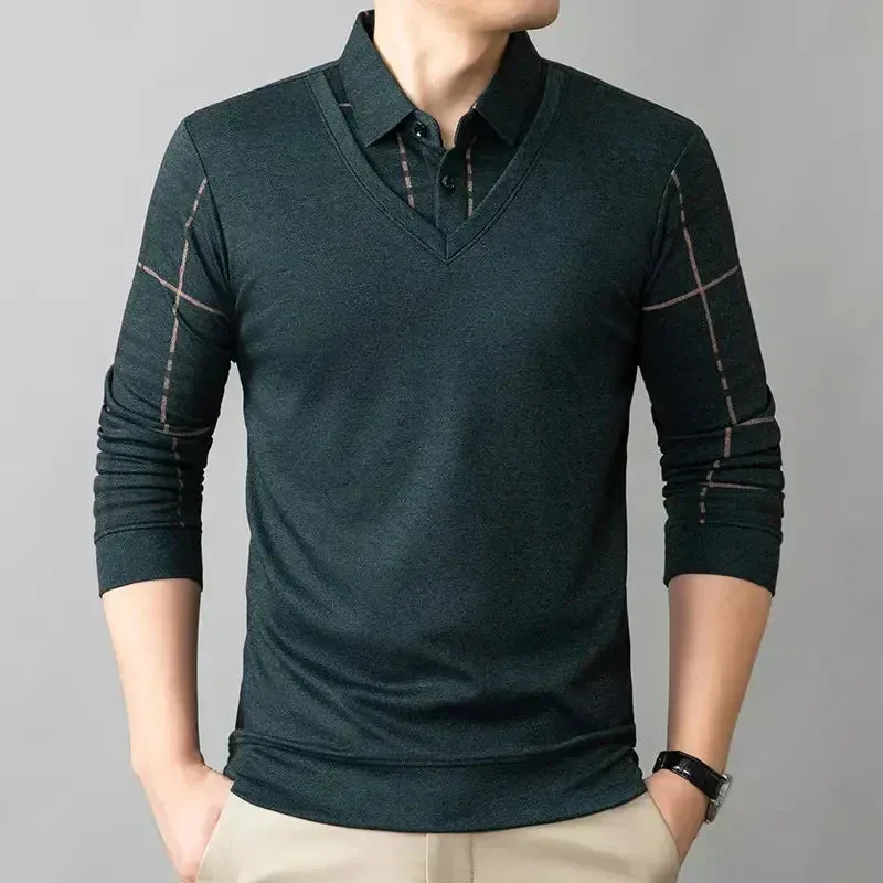 Limited time 49% offMen's Lapel Faux Two-Piece Warm Top