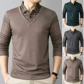 Limited time 49% offMen's Lapel Faux Two-Piece Warm Top