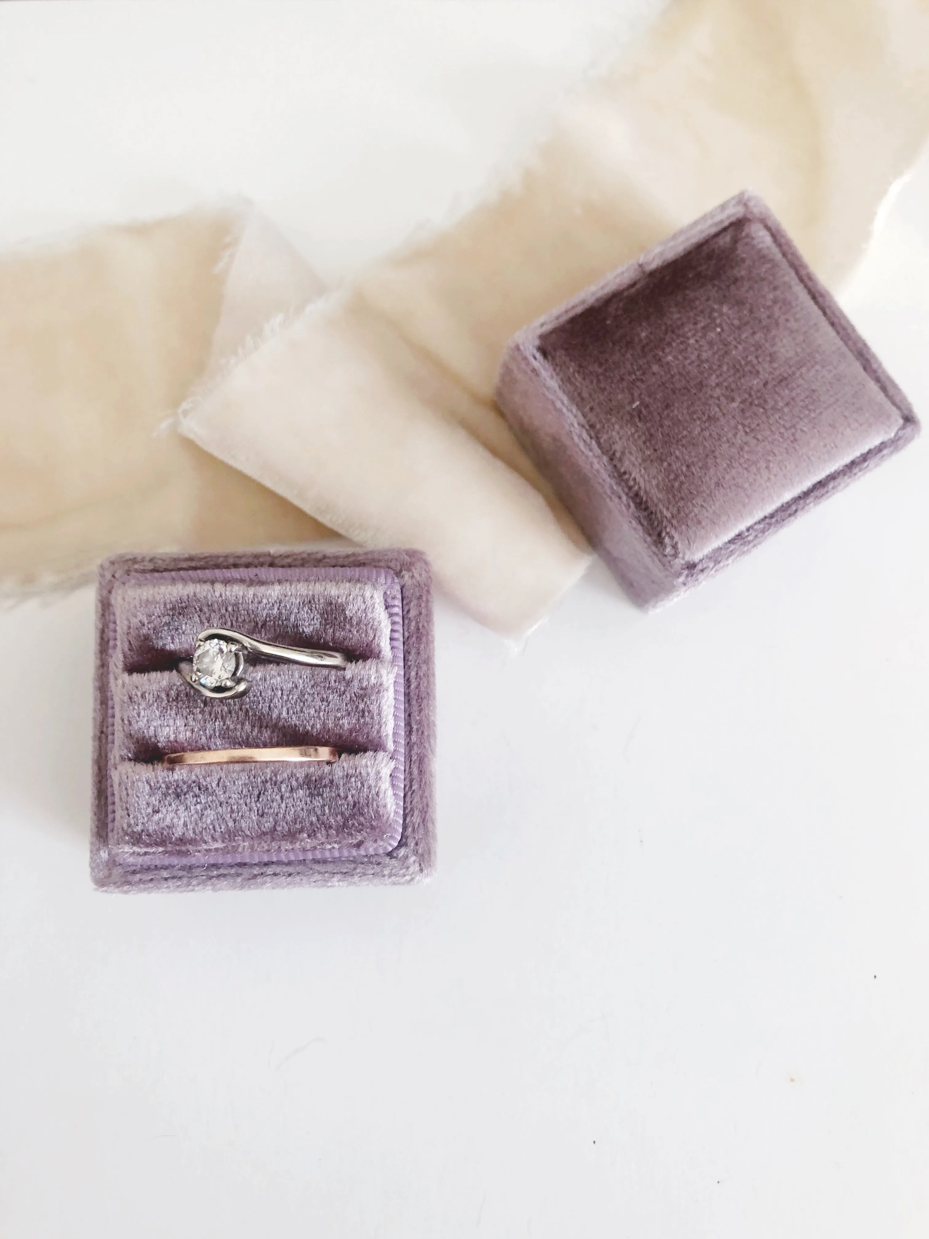 Mauve Purple Square Ring Box