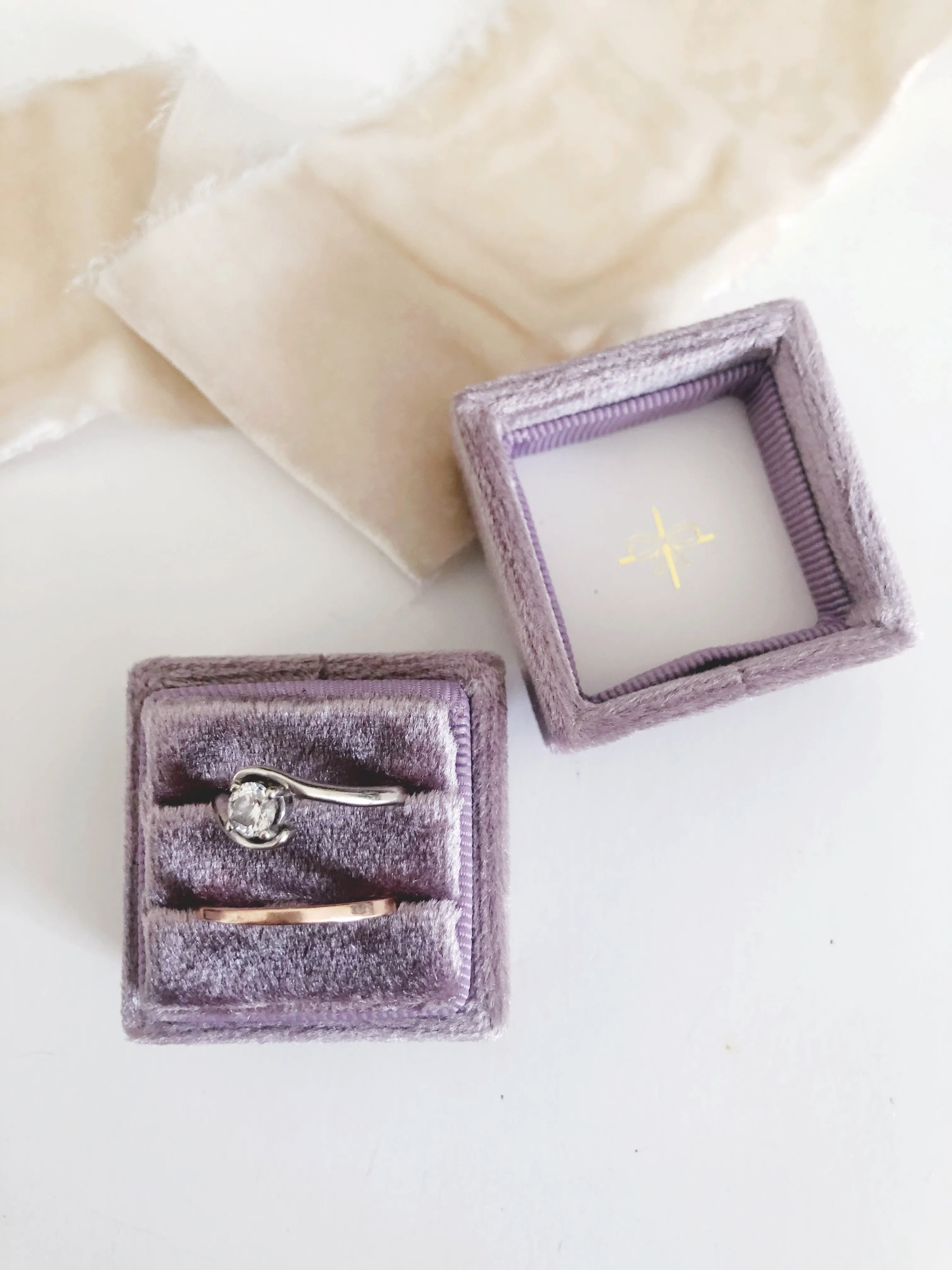 Mauve Purple Square Ring Box
