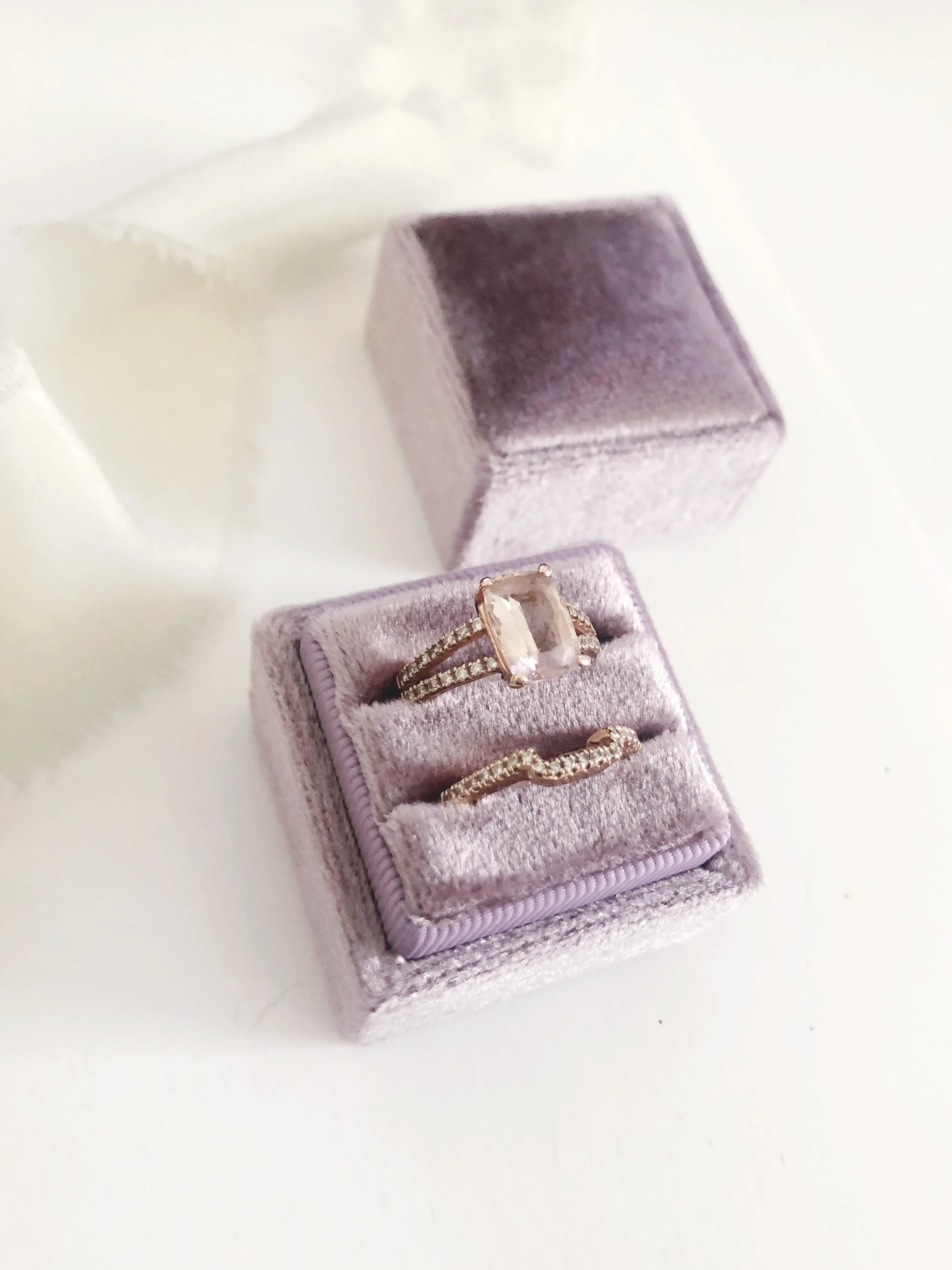 Mauve Purple Square Ring Box