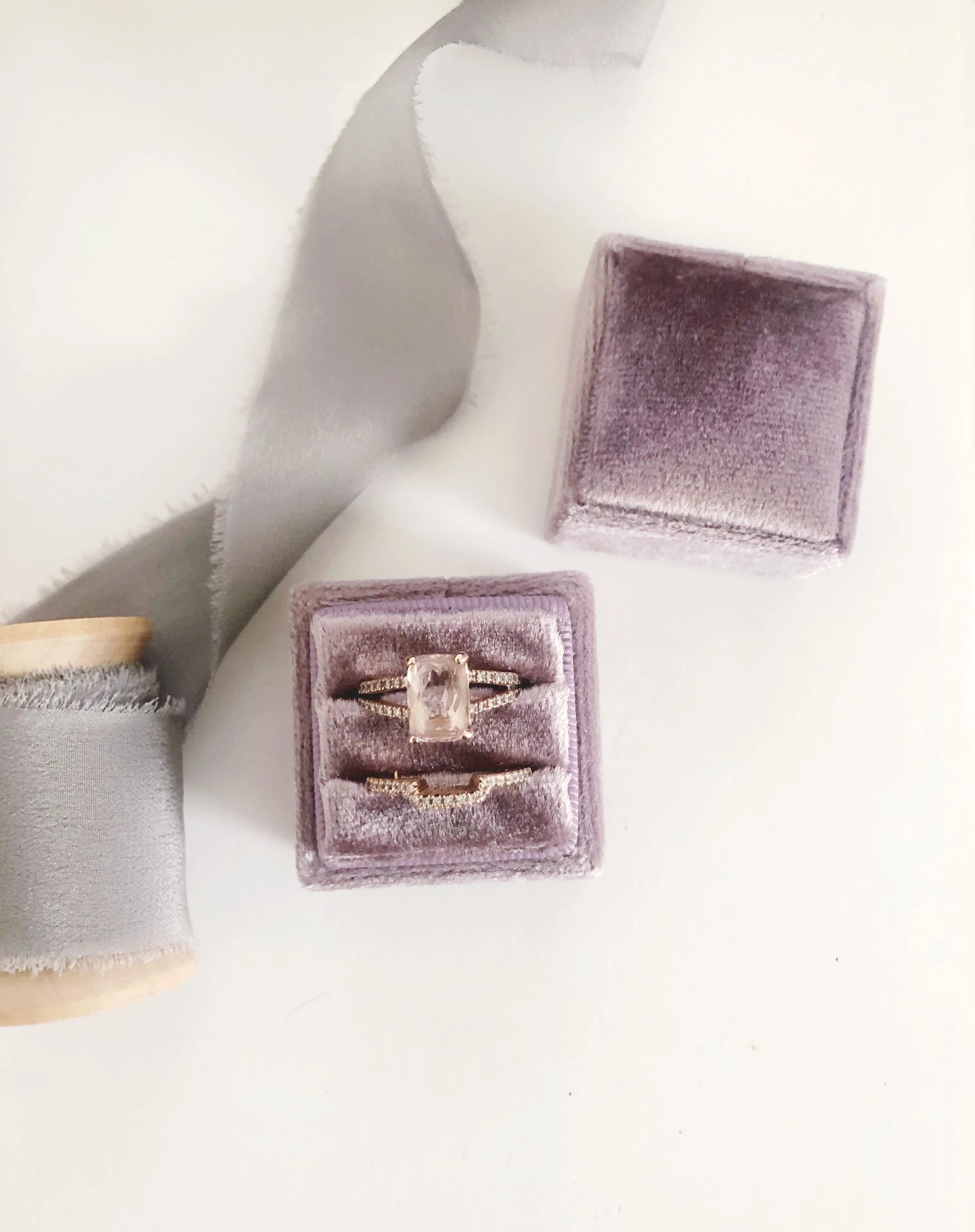 Mauve Purple Square Ring Box