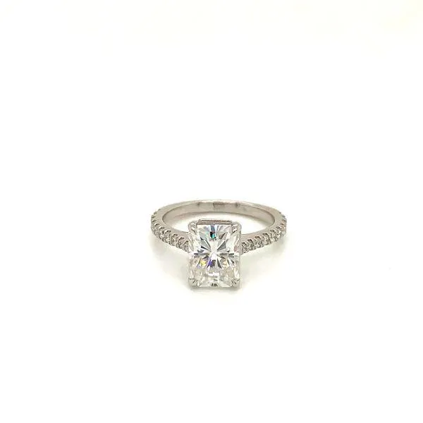 Moissanite and Diamond Engagement Ring