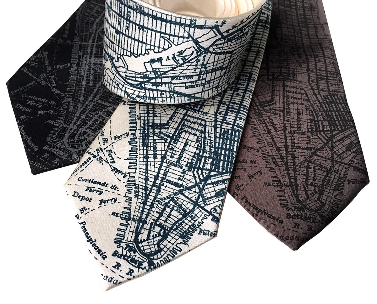 New York City Map Silk Necktie