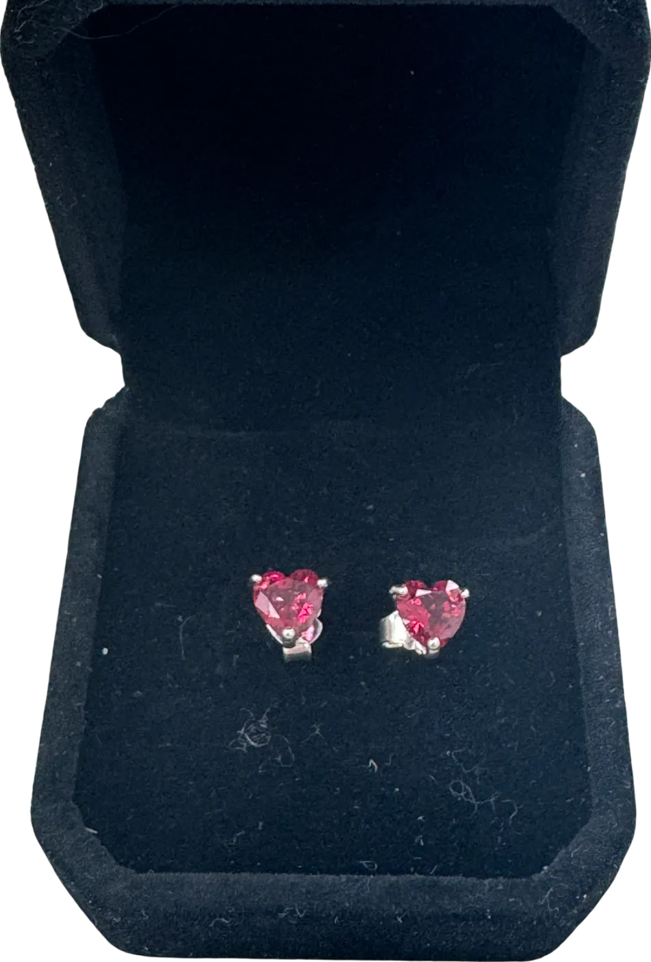 Pandora Red Crystal Heart Stud Earrings