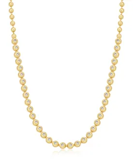 Pave Ball Chain Necklace- Gold
