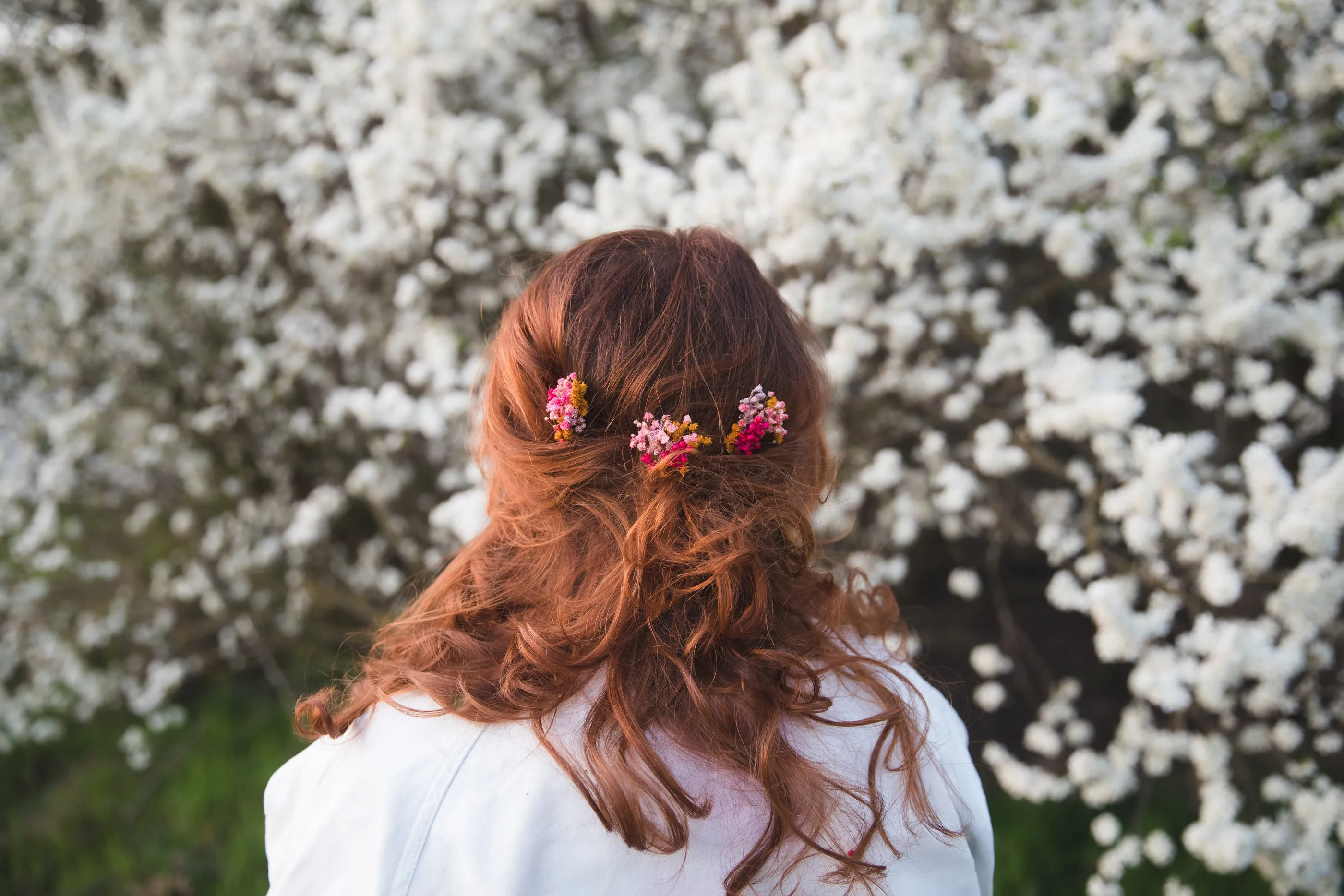 Pink and fuchsia flower hairpin