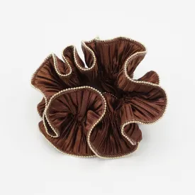pleated scrunchies  metal edge hair elastic hair tie women hair scrunchy