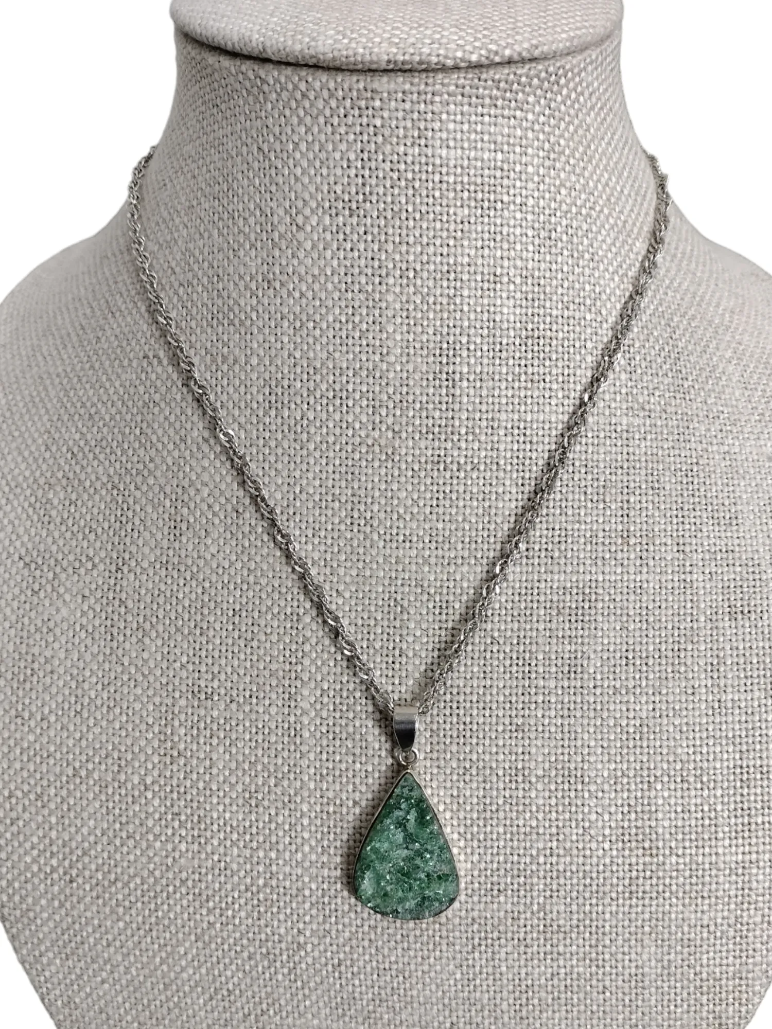 Raw Kyanite set in sterling silver pendant on sterling silver chain