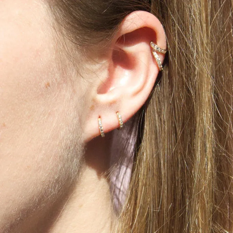 Seol   Gold Tiny CZ Hoop Earrings Gold