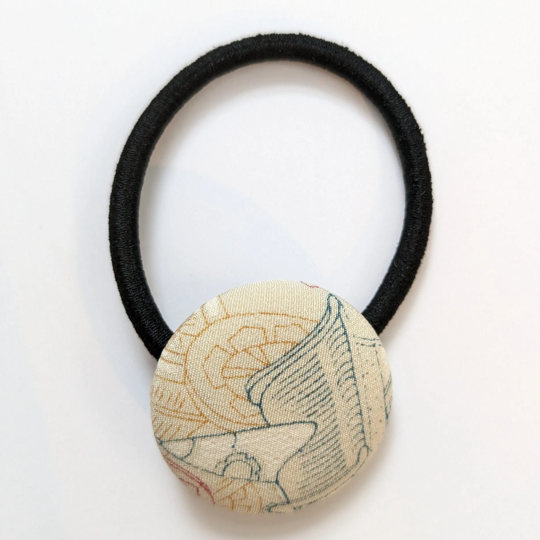 Silk Covered Button hair tie (Fun Patterns 4 variations)