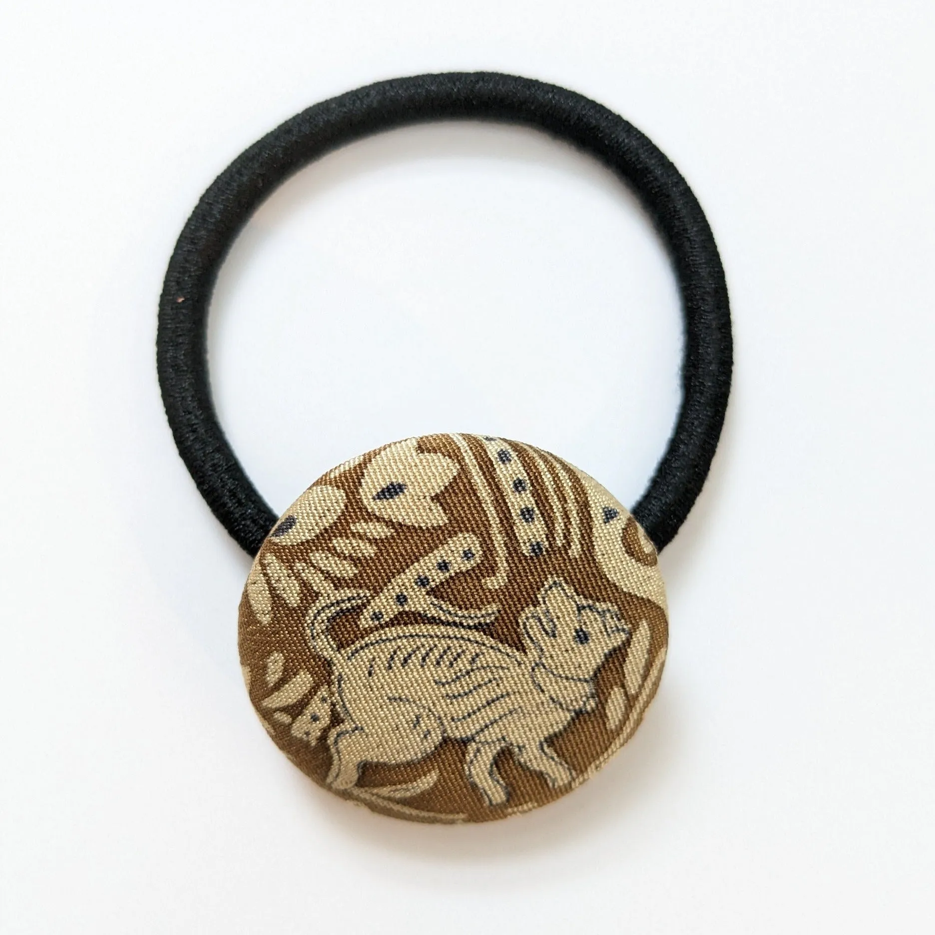 Silk Covered Button hair tie (Fun Patterns 4 variations)