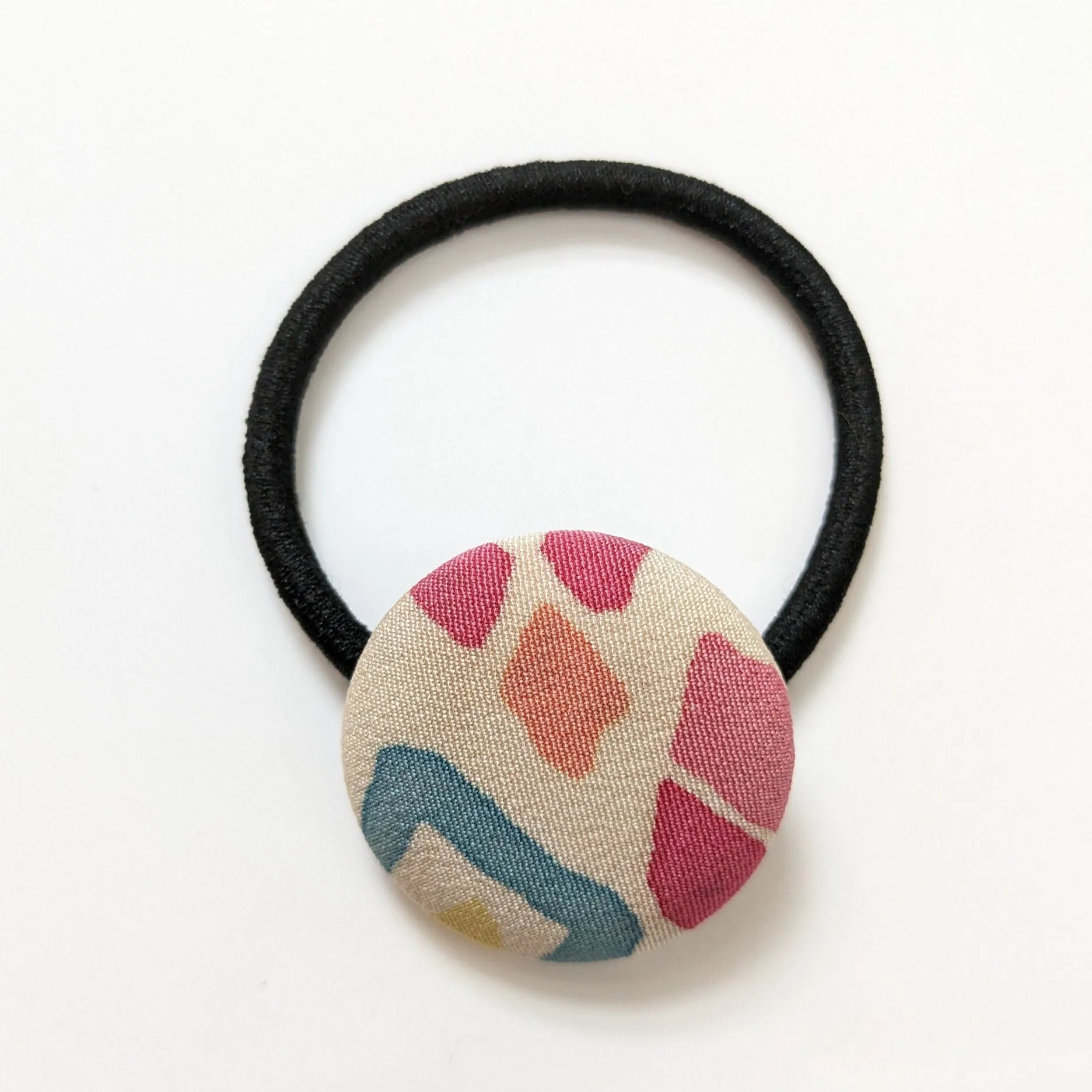 Silk Covered Button hair tie (Fun Patterns 4 variations)