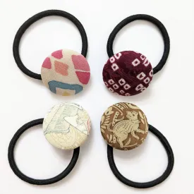 Silk Covered Button hair tie (Fun Patterns 4 variations)