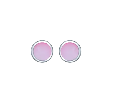 Sterling Silver 8mm Pink Mother of Pearl Round Stud Earrings