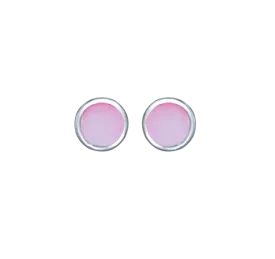 Sterling Silver 8mm Pink Mother of Pearl Round Stud Earrings
