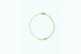 Vitamin Gold Cord Anklet Neon Green Lock (14K)