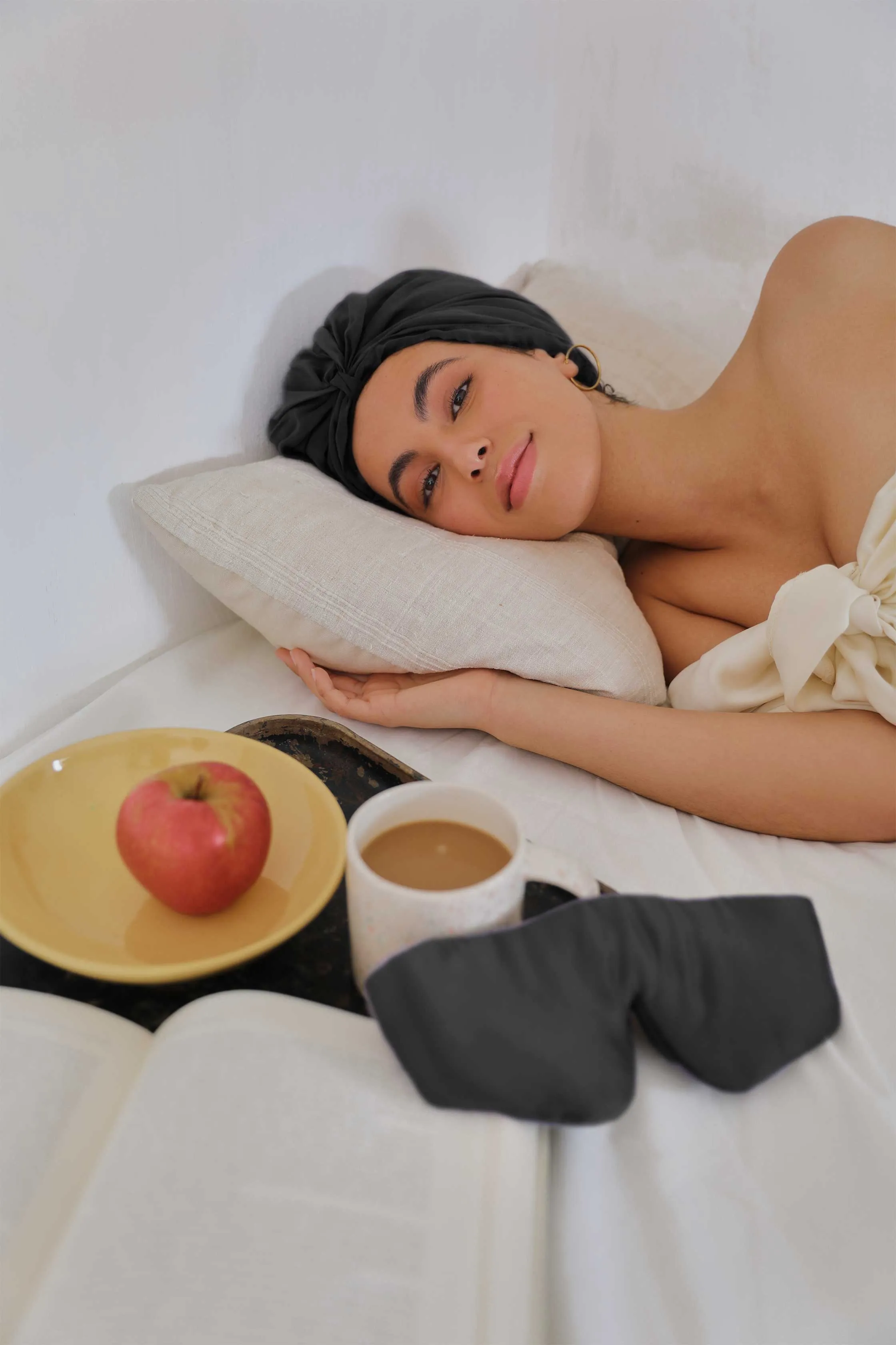 Washed Silk Hair Turban In Black