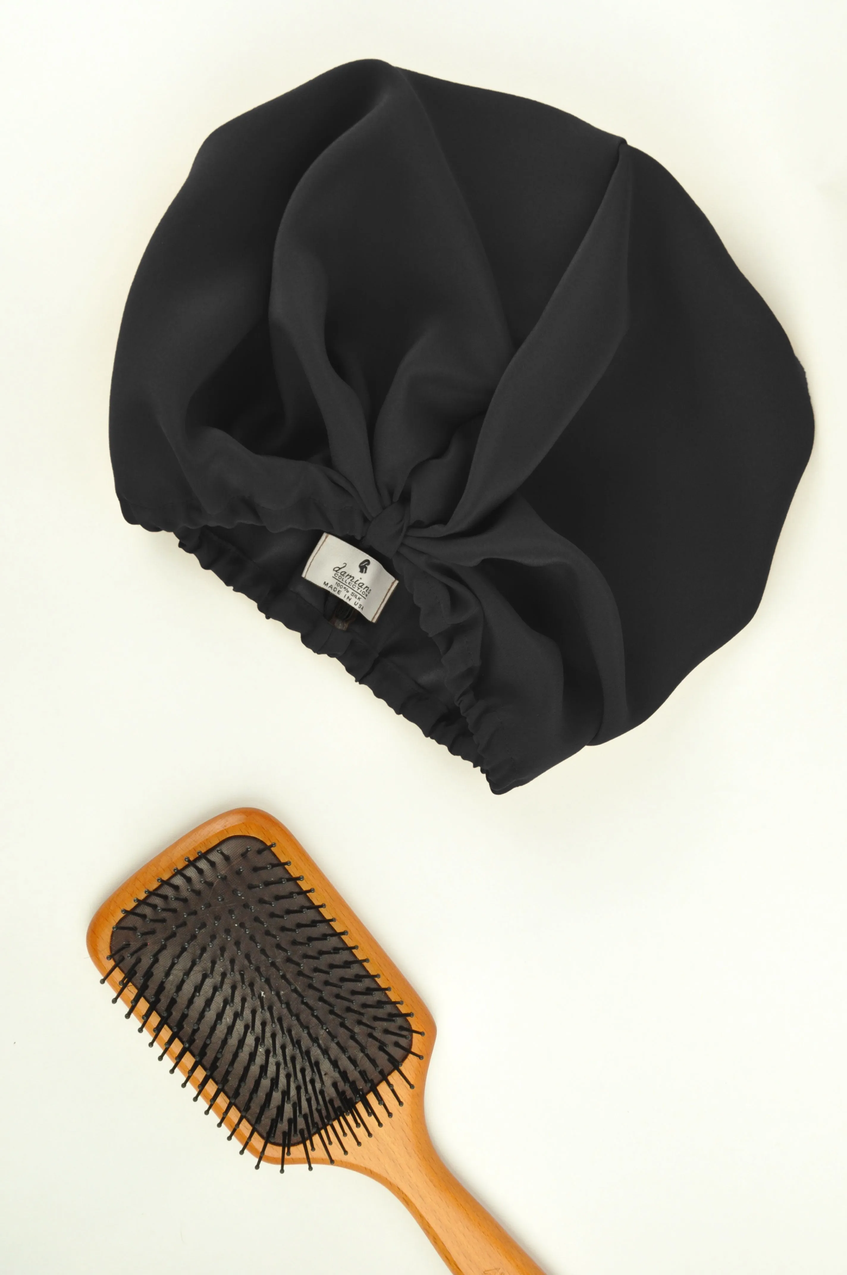 Washed Silk Hair Turban In Black