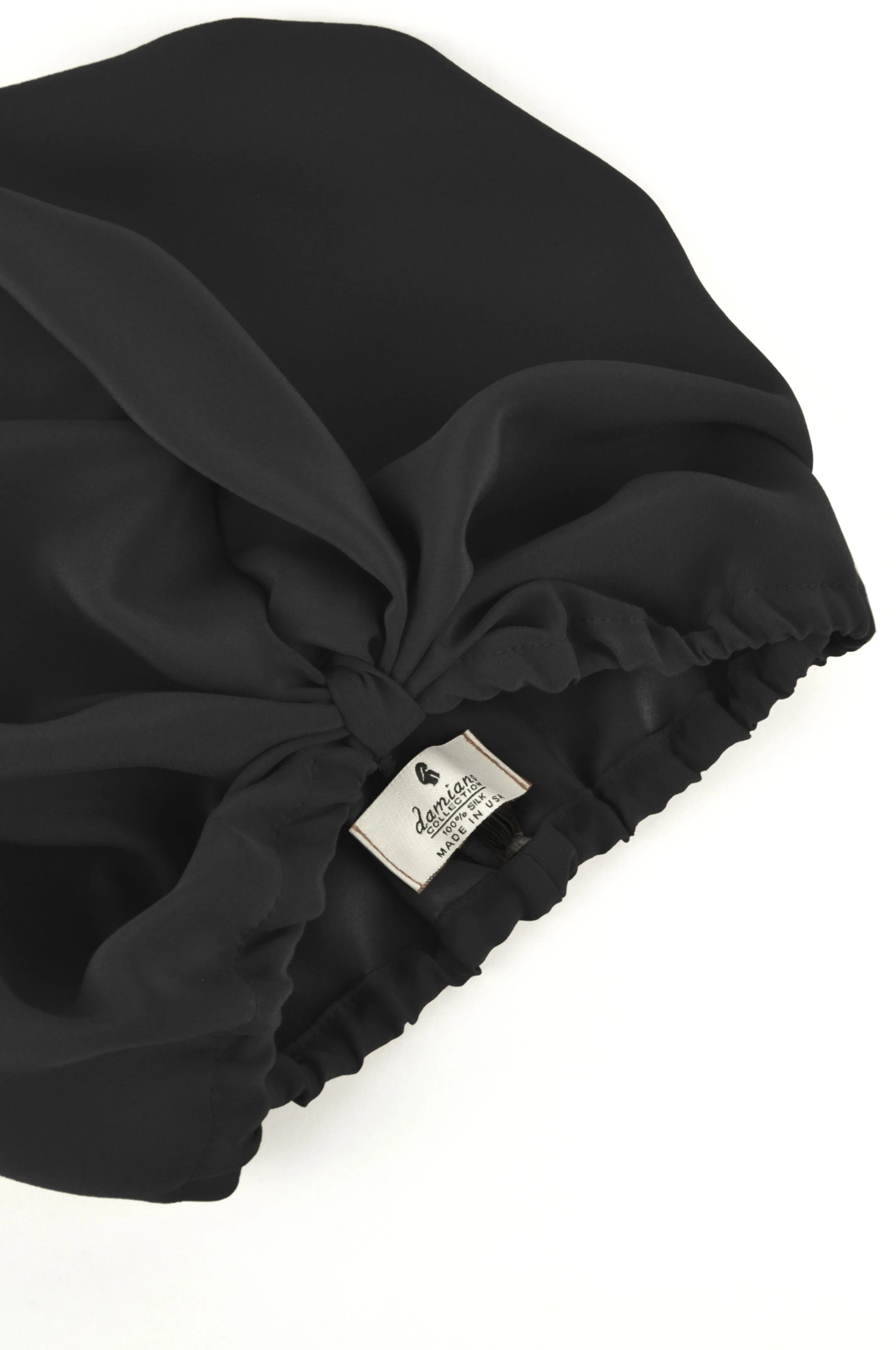 Washed Silk Hair Turban In Black